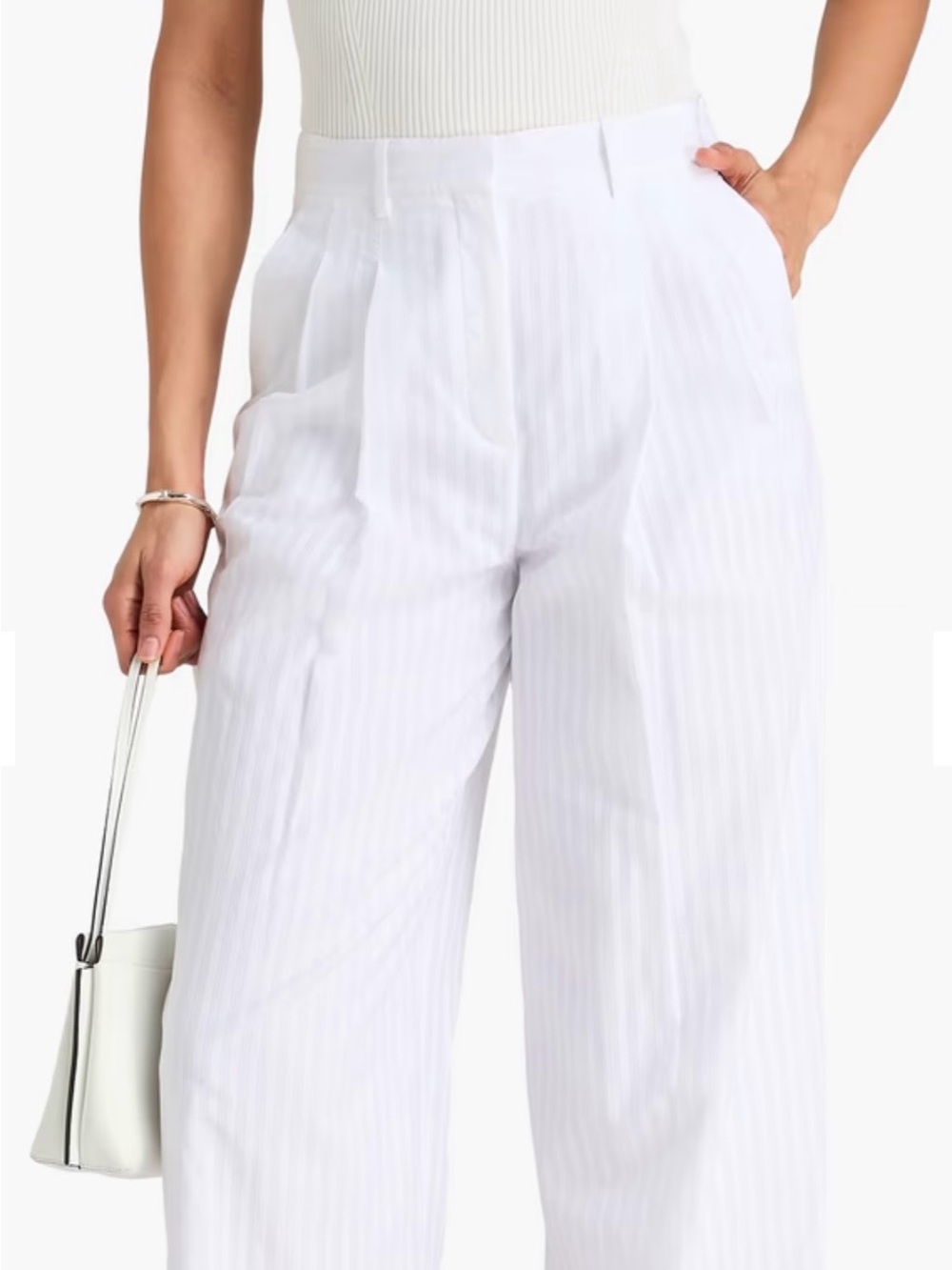 Theory striped cotton-voile wide-leg pants